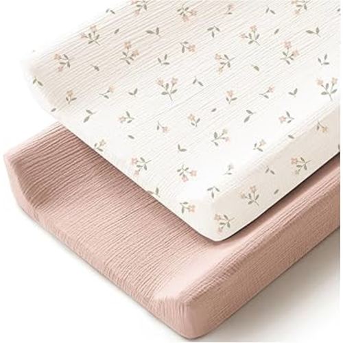 Changing Pad Cover for Neutral Baby Muslin Soft Cotton Diaper Changing Table Pad Cover Changing Pad Sheets for Girls and Boys - 2 Pack