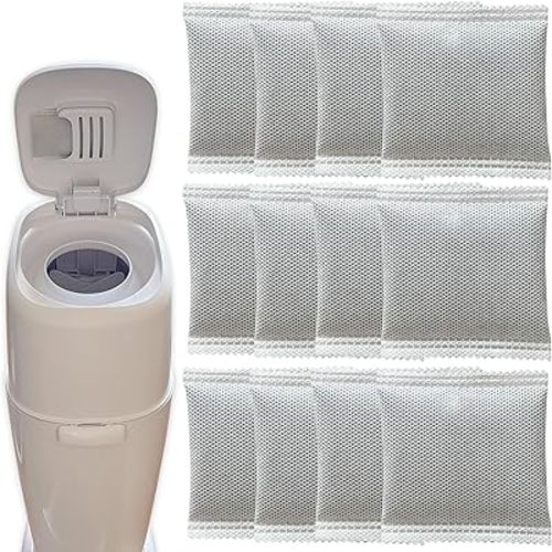 12 Pack Diaper Pail Odor Absorber Carbon Filter Refills for Playtex Diaper Genie Complete Pail, Odor Eliminator for Diaper Genie Systems