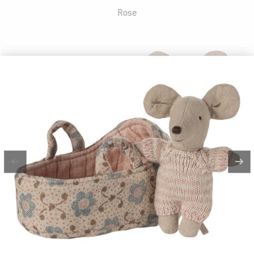 Baby mouse in carry cot - Rose - Maileg USA