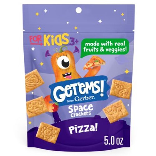 Get'ems from Gerber Pizza Space Crackers, Kids Snack Made with Real Veggies & Fruits, Iron & Vitamin E 5 oz