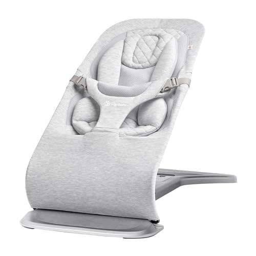 Ergobaby Evolve 3-in-1 Bouncer, Adjustable Multi Position Baby Bouncer Seat, Fits Newborn to Toddler, Light Grey