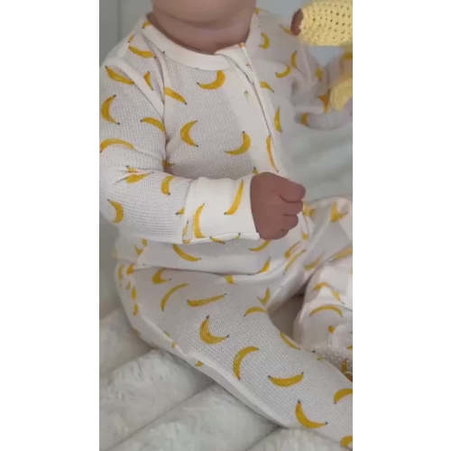 Go Bananas Bamboo Waffle Zipper Footie