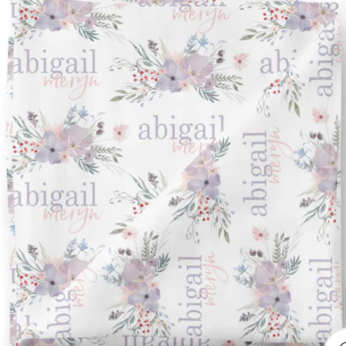 Rowan's Dusty Purple Personalized Baby Name Swaddle Blanket