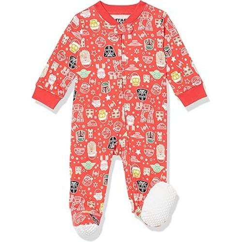 Amazon Essentials Disney | Marvel | Star Wars Unisex Babies' and Toddlers' Snug-Fit Cotton Footed Pajamas, Multipacks