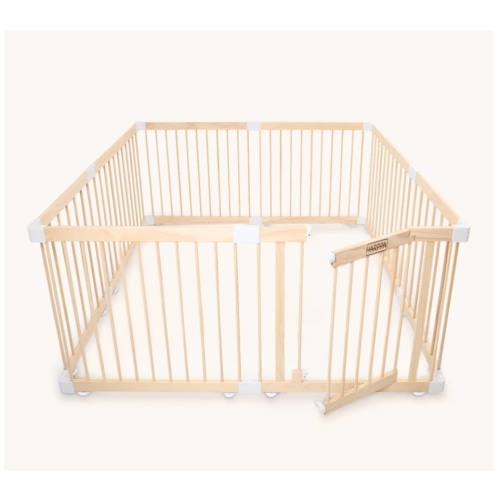 HARPPA Baby Gate Playpen, DIY Foldable Wooden Play Gate, Non-Toxic Foldable Wooden Play Yard for Babies & Toddlers, Adjustable DIY Baby Fence, Large & Small Safe Play Area, Easy-Assembly Natural Finish Indoor Playpen, DIY Playpen Foldable Wooden Playpen,