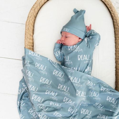Personalized Swaddle Bundle Blanket Newborn Coming Home Outfit Photo Props Baby Name Announcement Sign Baby Shower Gift Newborn Blanket