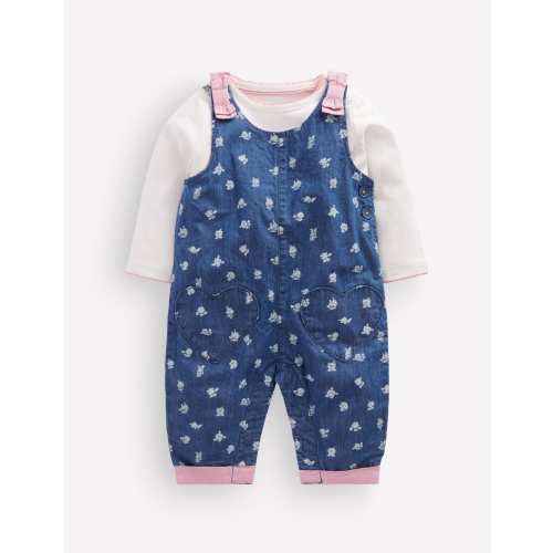 Woven Overalls Set-Chambray Roses