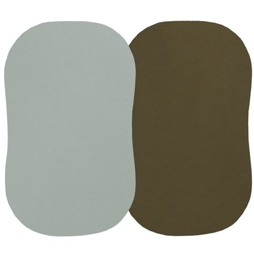 100% Organic Cotton Bassinet Sheets Compatiable with Halo Bassinest Swivel Sleeper, Jersey Knit Fitted Sheets for Baby Boys and Girls, 2 Pack, Olive and Sage