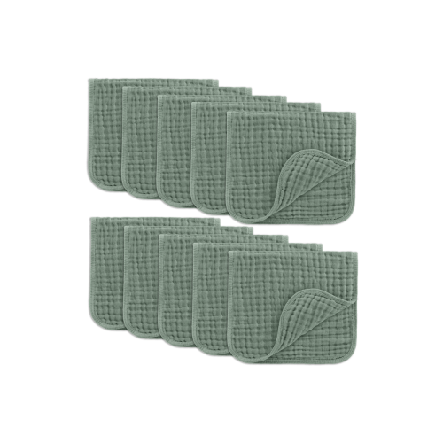 Muslin Burp Cloths - Pack of 10, One Size