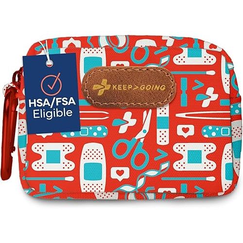 KeepGoing Small Travel First Aid Kit Kids – 60 Pc. Mini First Aid Kit for Purse, Diaper Bag, & Backpack with Latex-Free Bandages – 4 Oz., & 4.5 x 3.5 x 2 in, TSA-Approved