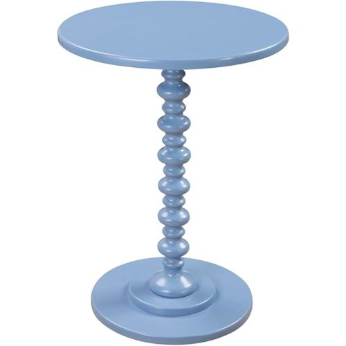 Convenience Concepts Palm Beach Spindle Table 17.75" - Traditional Round End Table for Living Room, Turned Solid Wood Side Table, Classic Display Pedestal Table, Blue
