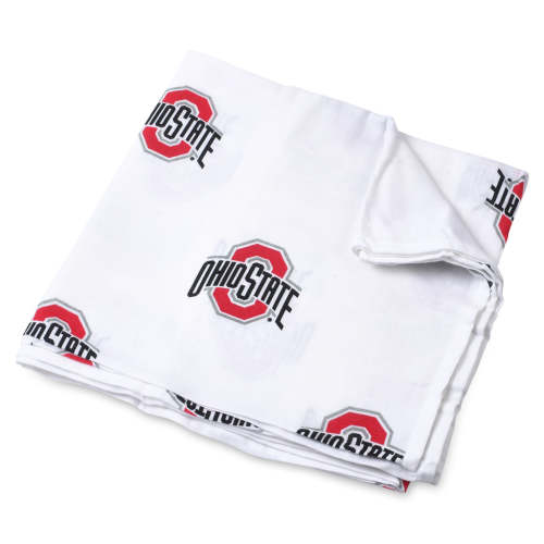 Ohio State Swaddle Blanket | Official Buckeyes Muslin Baby Swaddle 47x47 – Three Little Anchors