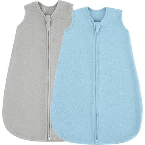 JELLYMONI Fleece Baby Sleep Sack 12-18 Months, 2 Pack 1.5 TOG Baby Wearable Blanket Winter Infant Sleeping sack with 2-Way Zipper, Warm Toddler Sleep Sack