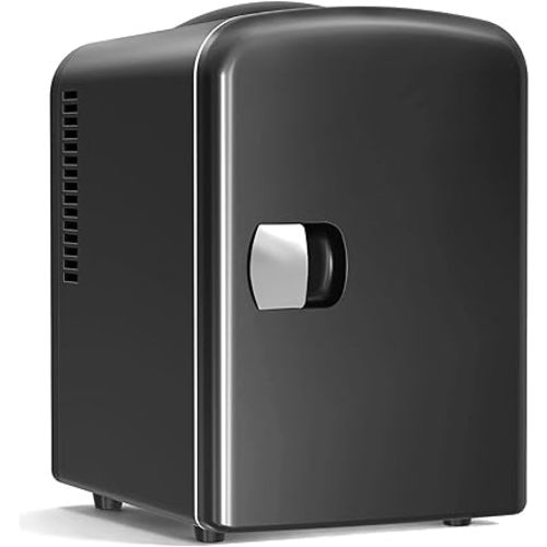 Antarctic Star 4L/6 Can Portable Mini Fridge,Personal Compact Refrigerator,Small Cooler for Breastmilk for Bedroom, Car, Office & Dorm, Black