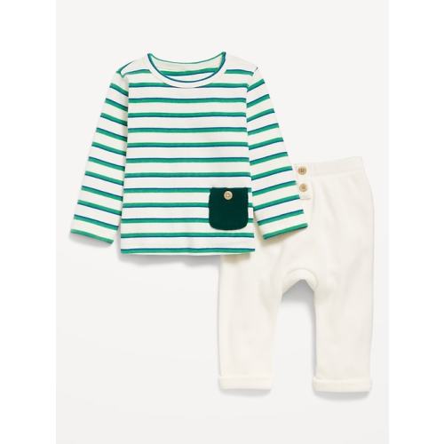 Printed Buttoned-Pocket T-Shirt and Thermal-Knit Pants Set for Baby | Old Navy