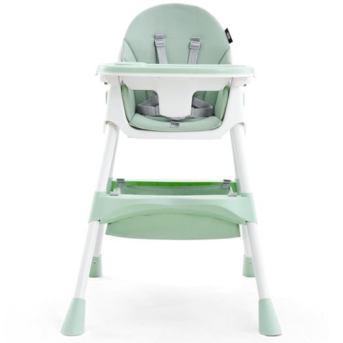 HARPPA 6-in-1 Convertible Baby High Chair for Toddlers, Foldable Highchair with Removable Tray for Eating & Playing, Adjustable 5-Point Safety Harness, Toddler High Chair with PU Cushion, Soft Sage