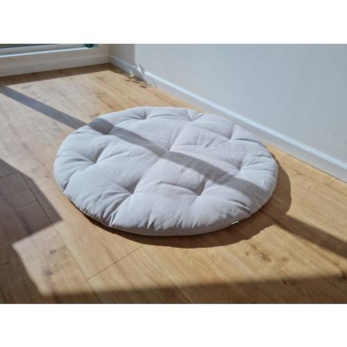 Hemp Linen 1" (2.5 cm) thick Round Play Mat Filled HEMP Fiber in non-dyed linen fabric baby crawling & play Mat Activity Tummy time mat