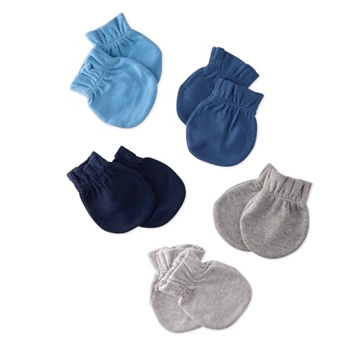 Morgan 5-Pack Mitts 100% Organic Cotton No Scratch Mittens for Newborn Baby Boys & Girls, Sorbet, One Size