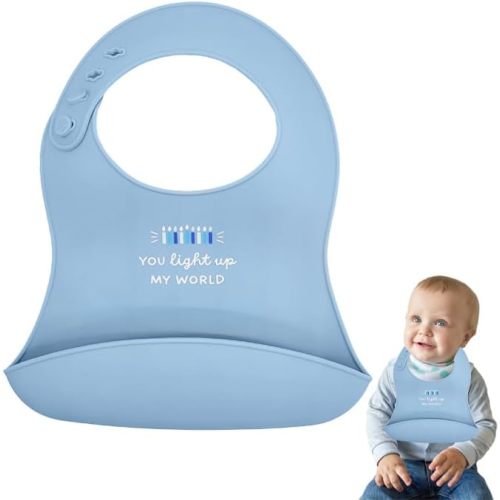 The Dreidel Company Hanukkah Baby Bib Silicone, Cute Baby Bibs for Babies & Toddlers, Unisex, Non Messy