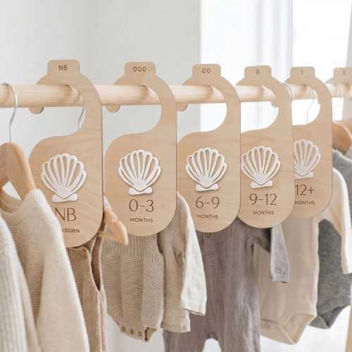 Wooden Baby Wardrobe Dividers – Shell Design, Nursery Organiser Set