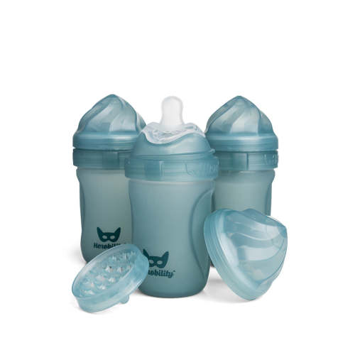 3-Pack Heat-Sensing Glass Baby Bottles 220 ml, Teal – Herobility