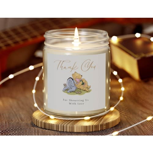 Scented Candles, Classic Winnie-the-Pooh Baby Shower Favor Candle, Coconut Apricot Wax, Winnie-the-Pooh Theme Decor, Baby Shower Gift, Pooh