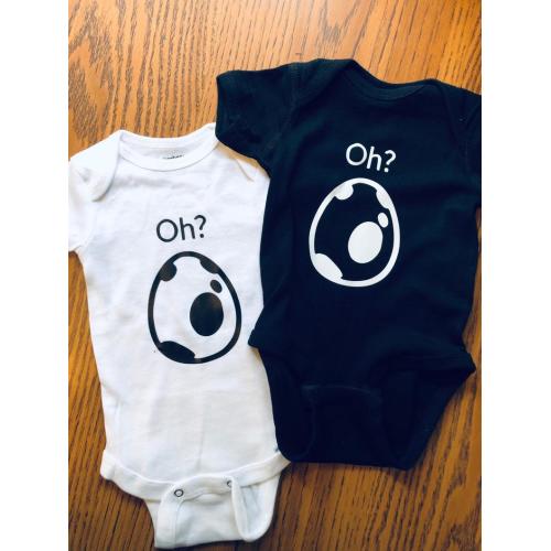 Oh? Bodysuit , 0-3 months US kids' numeric , White w/ Black Print