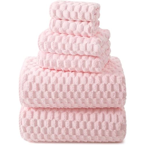REDKISS Pink Microfiber Bath Towels Set - 35x70 Inches Oversized Bath Sheets, Extra Large Bath Towels Set for Adults, Super Soft Quick Dry Lint Free Absorbent Microfiber Shower Towels, 6 Pack