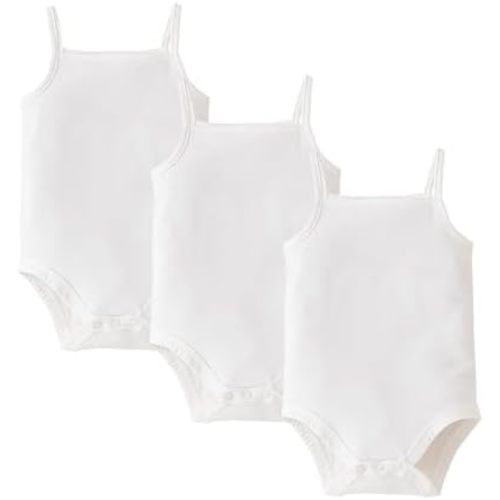 OPAWO Sleeveless Onesies for Baby Girl Bodysuit Summer Baby White Onesies Undershirt Spaghetti Strap Tank Top for Girls 0-24M