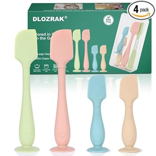 4-Pack Diaper Cream Spatula with Travel Case, Soft Baby Butt Spatula – Silicone Butt Paste Spatula, Convenient Diaper Spatula, Ideal Baby Shower Gift