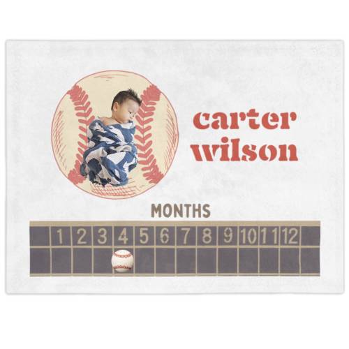 Milestone Blanket, Baseball Milestone Blankie, Photo Blanket, Count Baby's Months, Cute Basball Desgin, Velveteen Minky Blanket