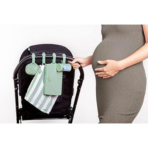 Ubbi On-the-Go Diapering Gift Set, Includes Changing Mat and Bag, Wipes Dispenser, Pacifier Holder and Bag Dispenser, Newborn Essentials, Sage