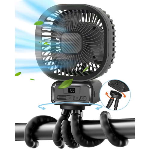 Inadays Inadays Fortable Fan Stroller Fan Desk Oscillating Fan Battery Operated Rechargable 5000 mAh Table Mini Small Fan Adjustable 3 Speeds with Light