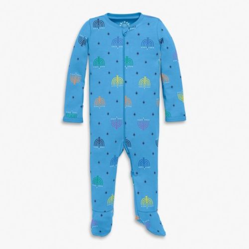 Primary Baby Organic Zip Footie In Rainbow Menorahs