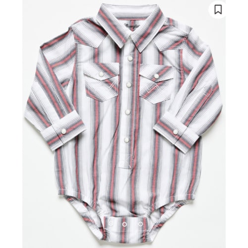 Wrangler Infant Boys' Striped Print Long Sleeve Snap Stretch Onesie