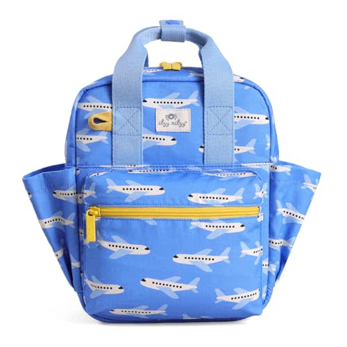Itzy Ritzy Toddler Backpack - Daycare Bag - Features Adjustable Shoulder Straps, 2 Side Pockets & Spacious Interior with Wipeable Fabric Lining & Name Label, Airplane