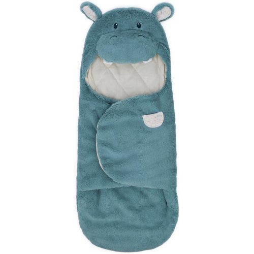 GUND Baby Oh So Snuggly Hippo Blanket Wrap, Plush Hooded Baby Blanket Wrap for Newborns, Blue/Cream, 26”