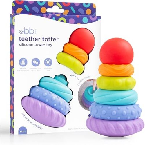 Ubbi Baby Teether Totter, Multi-Textured Food-Grade Silicone Teething Toy