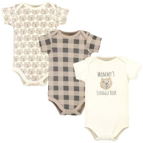 Hudson Baby Cotton Bodysuits, Snuggle Bear, 9-12 Months