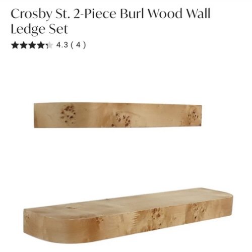 Crosby St. 2-Piece Burl Wood Wall Ledge Set