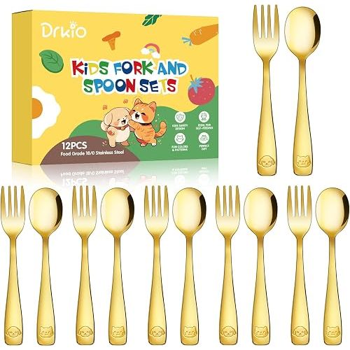 12Pcs Stainless Steel Toddler Utensils Small Metal Kids Silverware