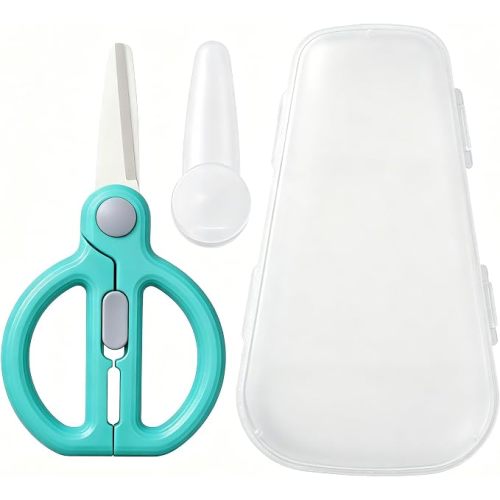 Ceramic Baby Food Scissors Kids with Case, Travel Scissors with Lock (D)