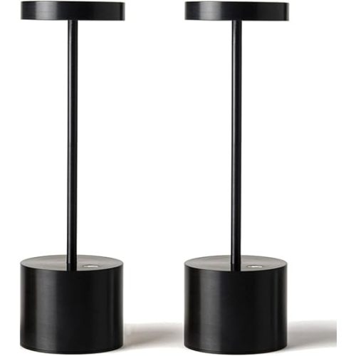 SAKRINGT 2 Pack Rechargeable Table Lamp, LED Cordless Table Lamp,5000mAh Battery Operated Portable Table Light,Dimming for Restaurant/Patio/Outdoor(Black)