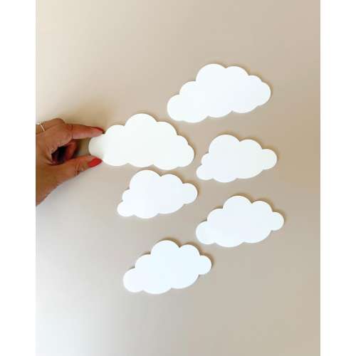 Cloud Nursery Wall Decor, Clouds Kids Room Wall Decor, Set Of 6 Cloud Shapes, Acrylic Set Of Cloud Shapes, Sky Theme Nursery Decor