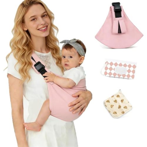Baby Sling Carrier, Toddler Carrier, Adjustable Lightweight Breathable Cotton Single Shoulder Hip Seat, Non-Slip, Thick Padded Straps for Walks, Shopping, Park & Family Outings, Machine Washable