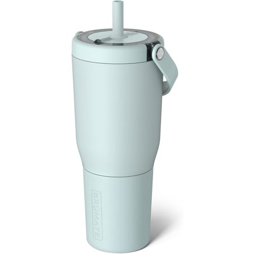 BrüMate Resa 35oz 100% Leakproof Travel Tumbler with Handle & Straw | Flexible SoftSip Straw | Silicone Sleeve for Durability | Stainless Steel | Cup Holder & Travel Friendly | (Blue Agave)