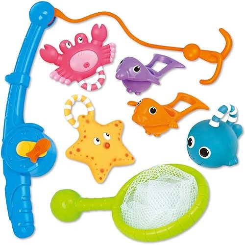 Bath Toy, Fishing Floating Bath Squirters Toy and Water Spoon with Organizer Bag(8 Pack), KarberDark Fish Net Game in Bathtub Bathroom Pool Bath Time for Kids Toddler Baby Boys Girls by KarberDark