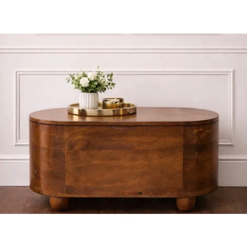 Artisan Furniture Solid Wood Loren Chestnut Storage Box, Brown - N/A