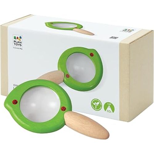 PlanToys® Leaf Magnifier for Nature Exploration | Wooden Montessori STEM Toy for Kids Ages 3+ | Outdoor Discovery & Science Learning Tool | Eco-Friendly Educational Toy