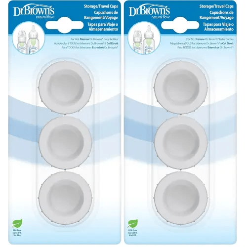 Dr. Brown's Replacement Travel Caps for Dr. Brown's Original, Options, and Options+ Baby Bottles, 3 Count (Pack of 2)